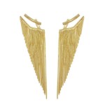 Brinco Ear Jacket Franja Dourado